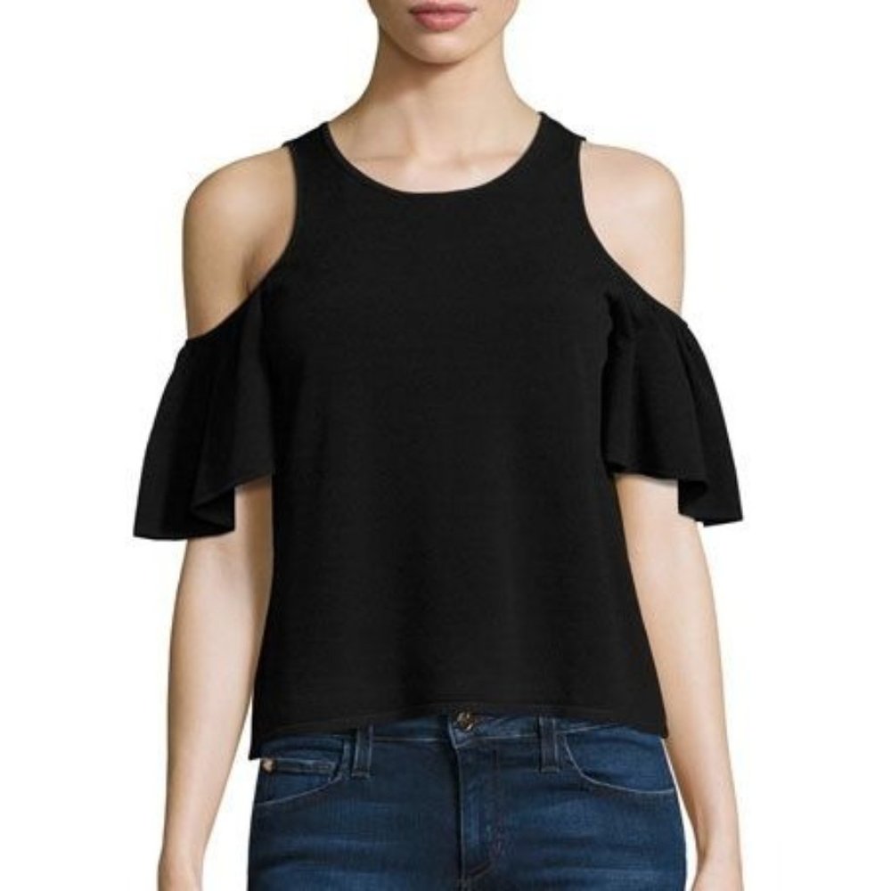 Milly Black Flutter Sleeve Tank Blouse - Picture 10 of 11